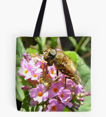 hoverfly on blossom Tote Bag