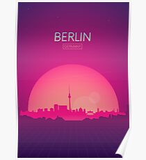 Futuristische Retro Skyline Berlin Poster