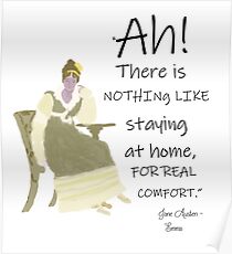 Póster Jane Austen Home Comforts Cita
