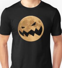 Halloween Mond mit Kürbis Horror Fratze Unisex T-Shirt