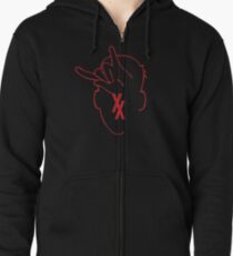 Rap Devil hand sign -MGK Zipped Hoodie