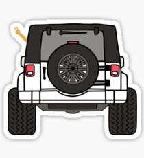 Jeep Wave Back View - White Jeep Sticker