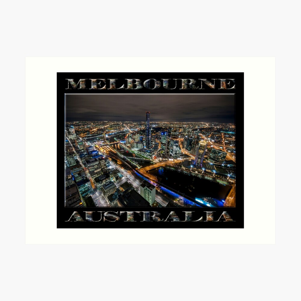 City Lights (poster on black) Art Print