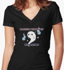 Practice Necromancy, Make Cute Friends Women's Fitted V-Neck T-Shirt