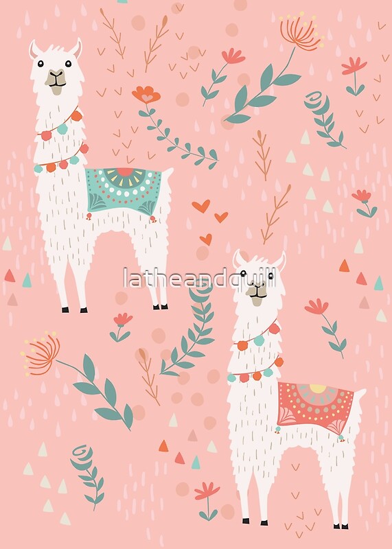 "Lovely Llama on Pink " by latheandquill Redbubble