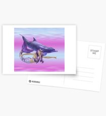 Febuary Mermaid .. swimming with dolphins Postcards