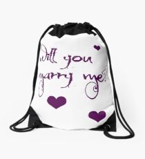 marriage proposal Drawstring Bag