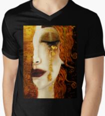 Klimt Golden Tränen T-Shirt mit V-Ausschnitt