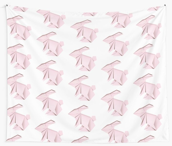 "Pink origami rabbit" Wall Tapestry by AnnArtshock Redbubble