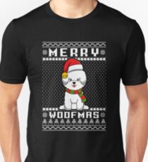 Bichon Frise Dog Merry Woofmas T-Shirt, Christmas Gift Unisex T-Shirt