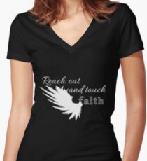 Greifen Sie auf den Glauben zu und berühren Sie ihn - weiß Shirt mit V-Ausschnitt