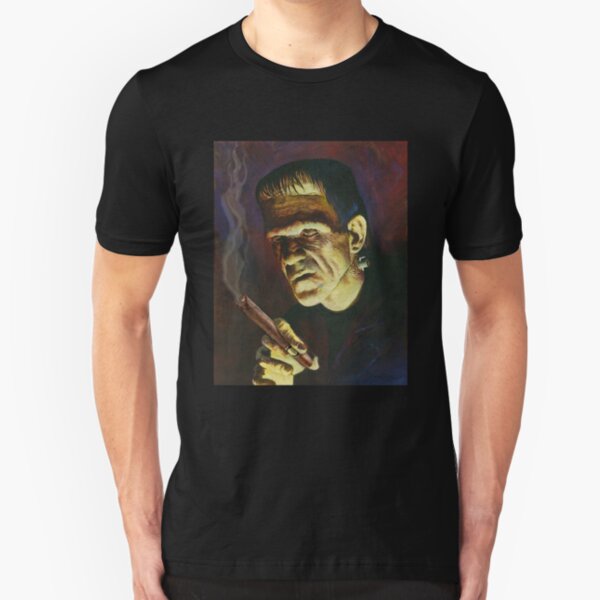 Cigar Smoker Frankenstein Hollywood Vintage Movie Slim Fit T-Shirt