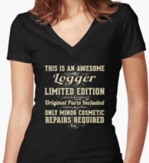 Logger Funny Job Gift Women's Fitted V-Neck T-Shirt
