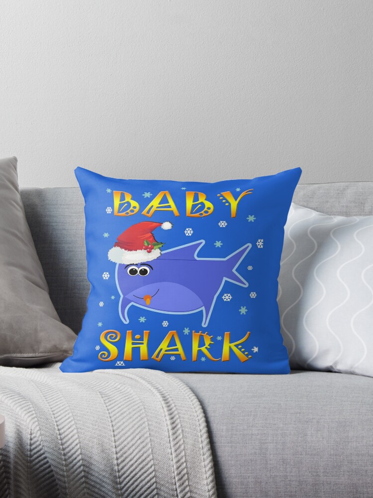 Christmas Baby Shark Funny Tshirt Design Gift Idea Throw Pillow By Werdanepo