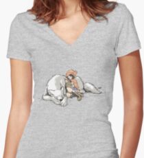 Petite Rouge en le Loup Women's Fitted V-Neck T-Shirt