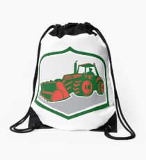 Mechanical Digger Excavator Shield Retro Drawstring Bag