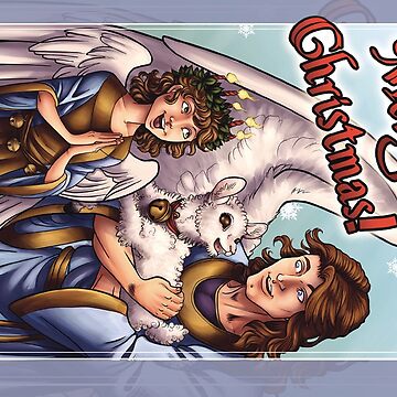 Artwork thumbnail, Merry Christmas Angels and Lamb card by cybercat
