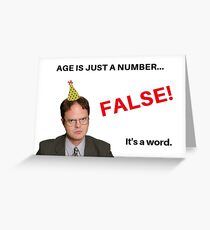 Die Office-Geburtstagskarte Dwight Schrute, Age ist nur eine Zahl, FALSE, Meme, Geschenke, Geschenke, Ideen, cool, gute Stimmung, Comedy, Humor Grußkarte