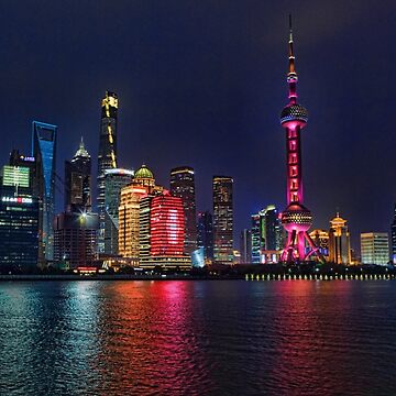 Artwork thumbnail, Shanghai Skyline at Night by WarrenPHarris