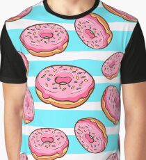 Pink Donut Pattern Graphic T-Shirt