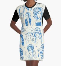 Babes & Bouffants Blau T-Shirt Kleid
