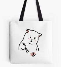 cat eating sushi Tote Bag