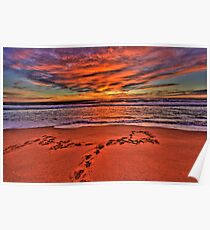 Footprints In The Sand - Revisited - Newport Beach - The HDR Experience Poster