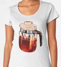 Coffee Percolator Pattern Premium Scoop T-Shirt