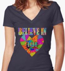 Believe in Love Women's Fitted V-Neck T-Shirt