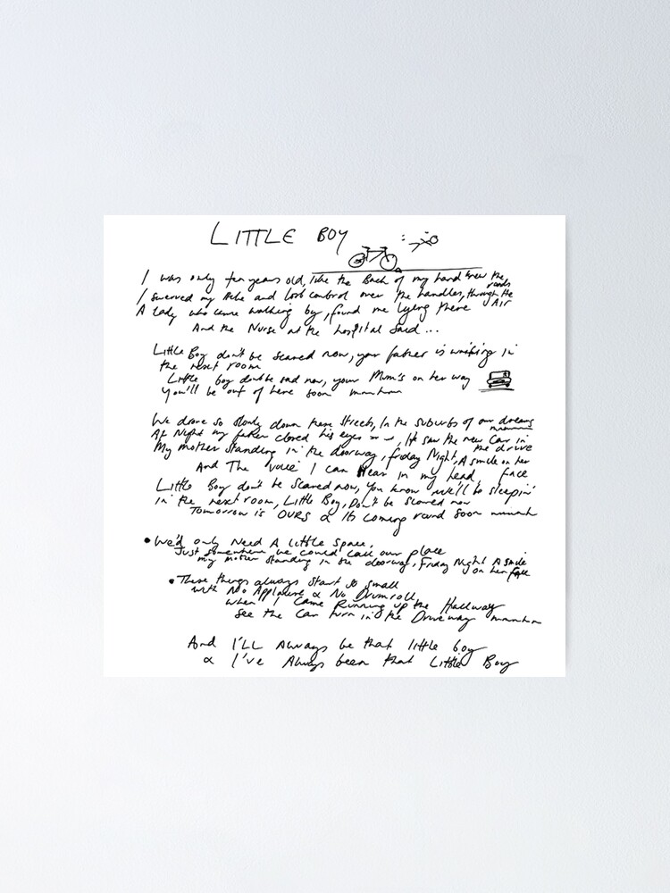 Little Boy Handwritten Lyrics Poster