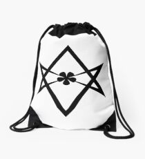 Aleister Crowley - Magick Symbol - Golden Dawn - Occult - Thelema (Black on White) Drawstring Bag