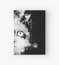 gxp cute cat blue eyes splatter watercolor black white Hardcover Journal