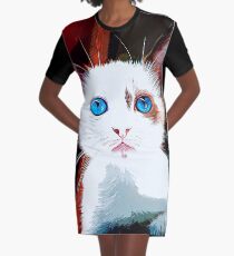 gxp cute cat blue eyes vector art Graphic T-Shirt Dress