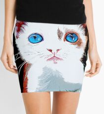 gxp cute cat blue eyes vector art Mini Skirt