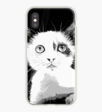 gxp cute cat blue eyes vector art black white iPhone Case