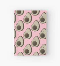 Vintage Avocado Pattern On Pink Background Hardcover Journal