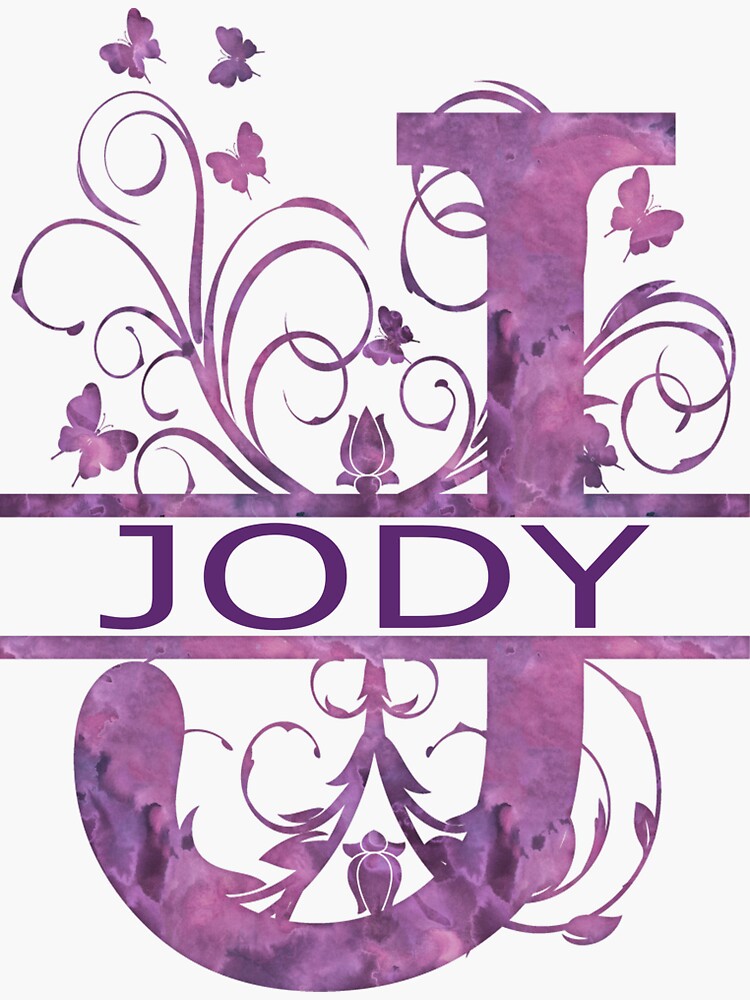 jody-girls-name-monogram-watercolor-and-butterflies-sticker-by