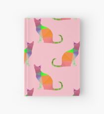 Low Poly Cat Pattern On Pink Hardcover Journal