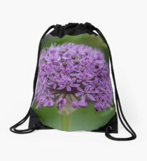 Macro Purple Onion Flower Drawstring Bag