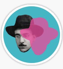 Fernando Pessoa portrait - blue pink pop Sticker