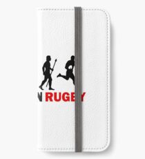 Entwicklung des Mannes und des Rugby-lustigen T-Shirts iPhone Flip-Case/Hülle/Klebefolie