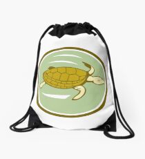 Sea Turtle Swimming Circle Cartoon Drawstring Bag