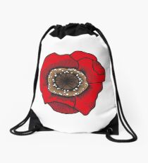 Red poppy design Drawstring Bag