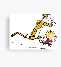 Calvin and Hobbes Run Metal Print