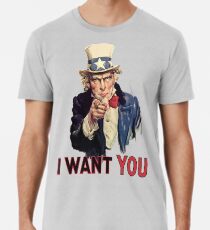 UNCLE SAM, Americana, America, I Want You! Uncle Sam Wants You. Recruitment Poster, USA, Premium T-Shirt
