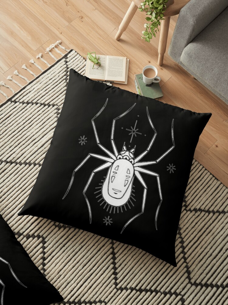 White No Face Spider Floor Pillow By Ziapaperina