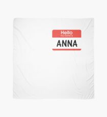 Anna Name Tag Shirt Red Hello My Name is Sticker for School Job Work Group Scarf