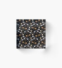 Night sky with gold silver stars Acrylic Block