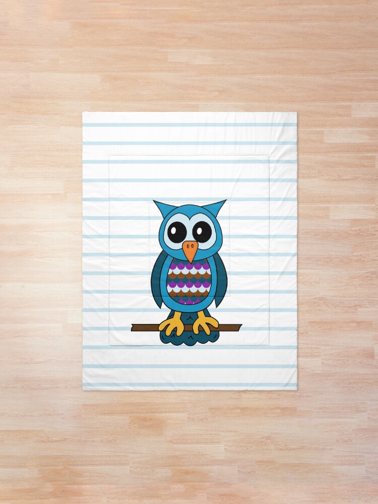 Oliver The Owl Comforter By Katsprintbtq Redbubble