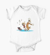calvin and hobbes dancing with music One Piece - Short Sleeve